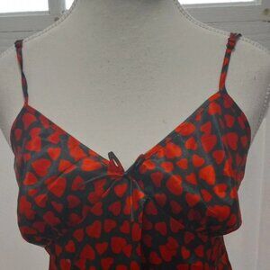 Vintage Hearts Ladies Lingerie Babydoll Top Shirt Size Small